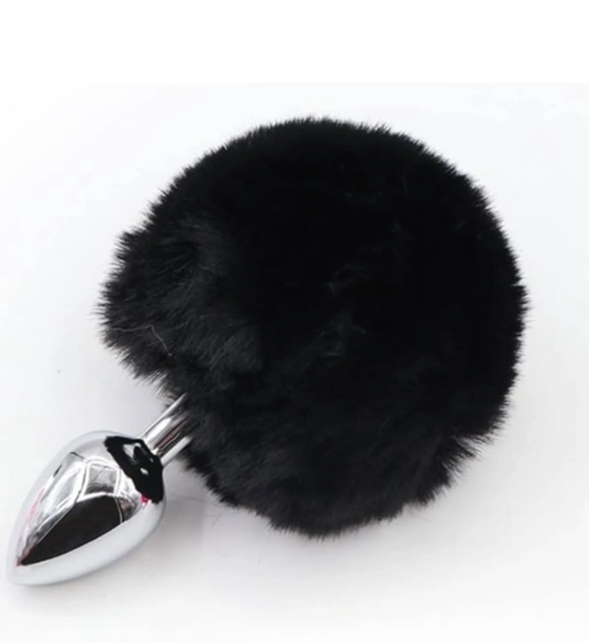 Plug Anal Metal con Pompón Negro