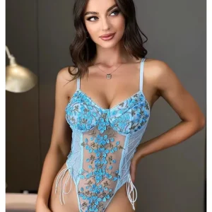 Body Lencería Floral Azul